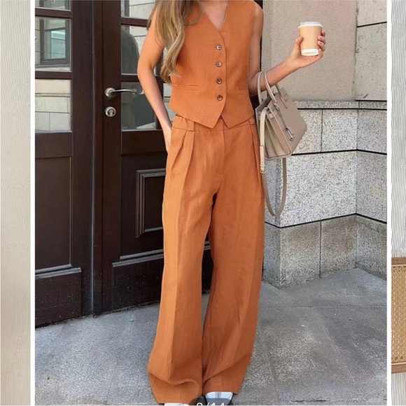 Commense Pants - NWT COMMENSE Orange Pants & Vest Set